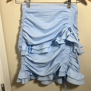 Baby blue rouched skirt with ruffles and cinch sides
